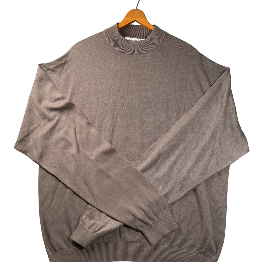 Pronto Uomo Sweater Mens XXL Brown 55% Silk b Mock Neck Pullover